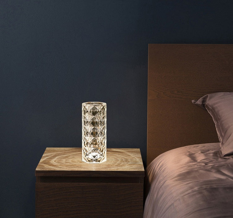 Nordic Crystal Touch Lamp — Elegant Rose Projector Night Light