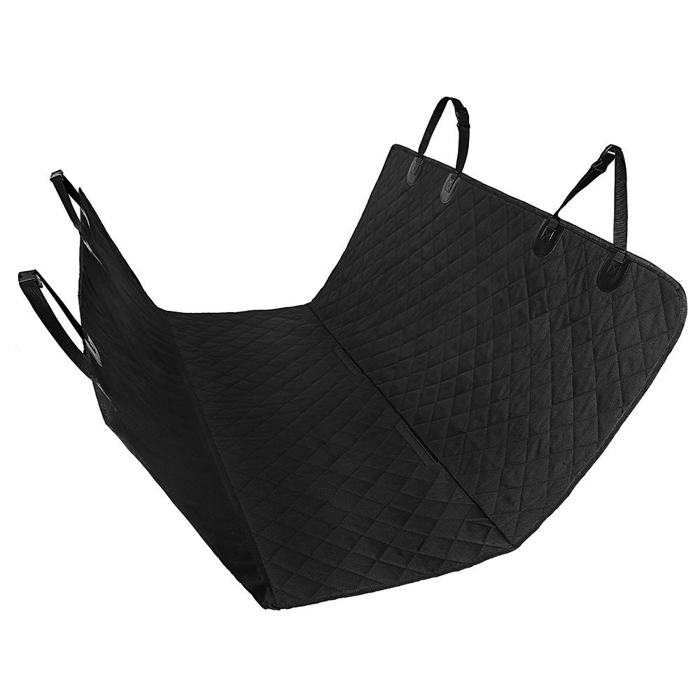 Dog Car Seat Hammock with Mesh Window, Zipper & Pocket — Rear Seat Protector for Travel