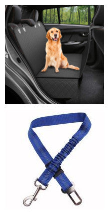 Dog Car Seat Hammock with Mesh Window, Zipper & Pocket — Rear Seat Protector for Travel