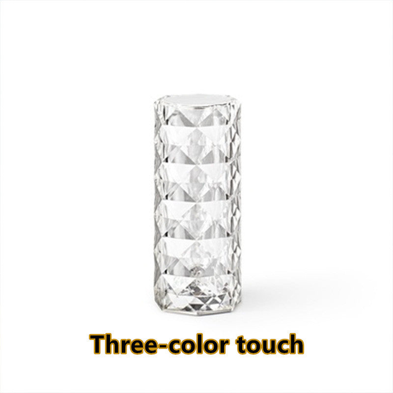 Nordic Crystal Touch Lamp — Elegant Rose Projector Night Light