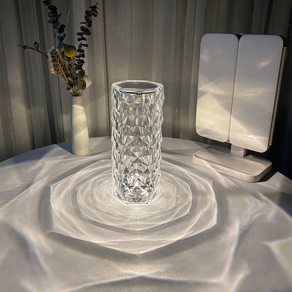 Nordic Crystal Touch Lamp — Elegant Rose Projector Night Light
