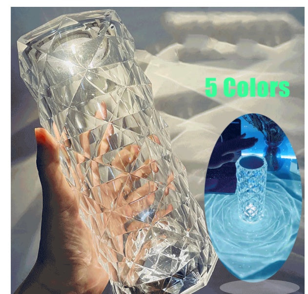 Nordic Crystal Touch Lamp — Elegant Rose Projector Night Light