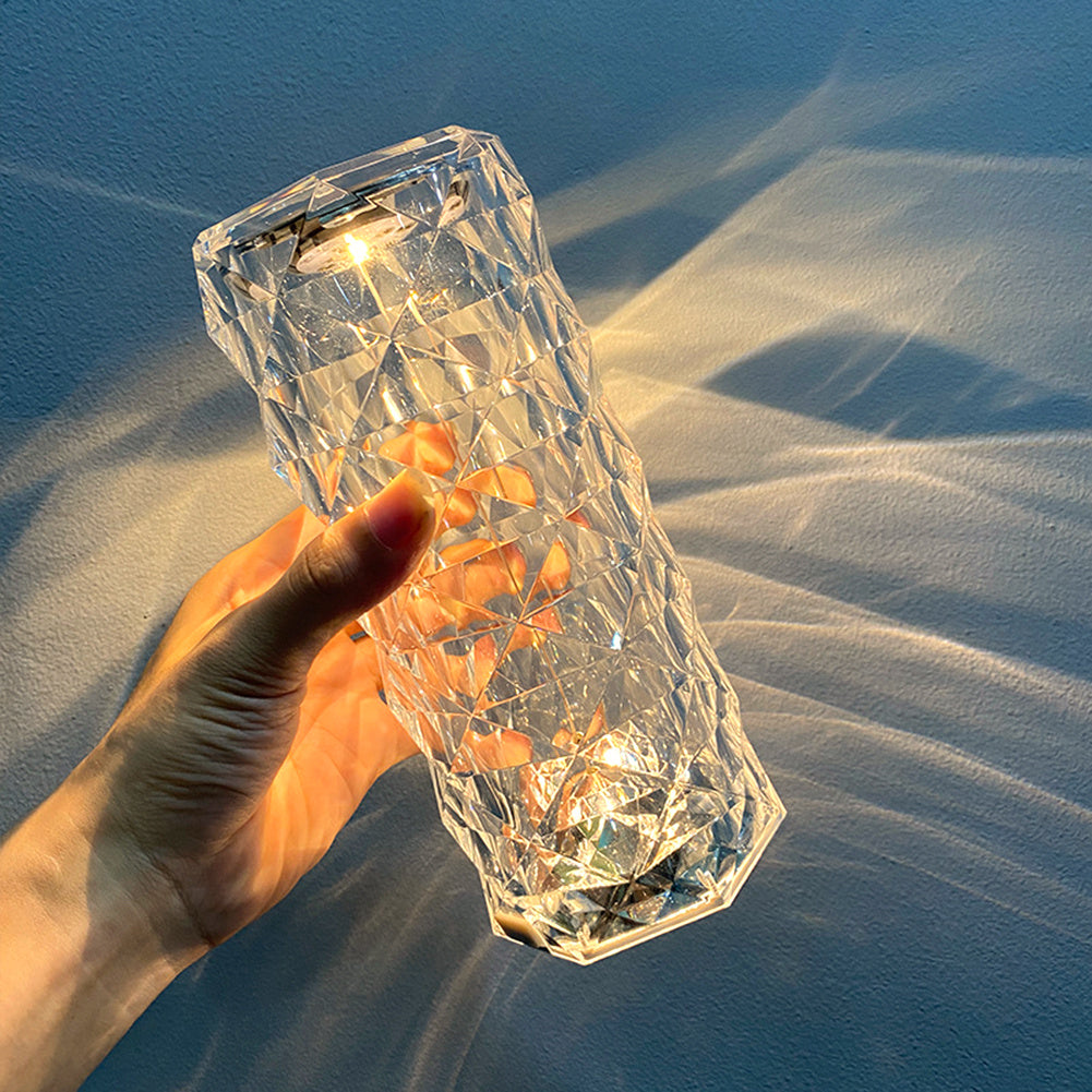 Nordic Crystal Touch Lamp — Elegant Rose Projector Night Light