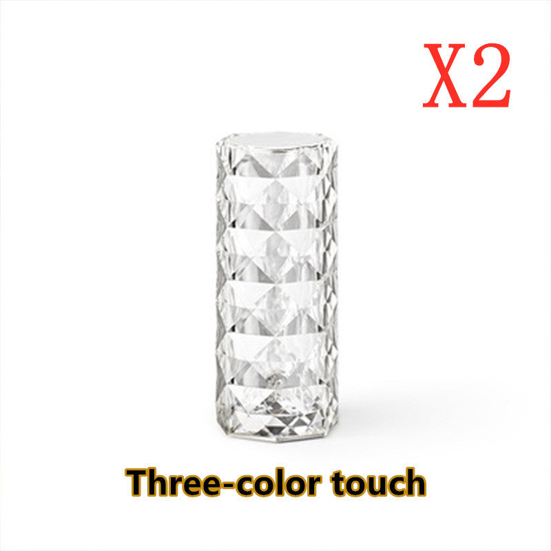 Nordic Crystal Touch Lamp — Elegant Rose Projector Night Light