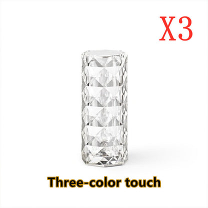 Nordic Crystal Touch Lamp — Elegant Rose Projector Night Light