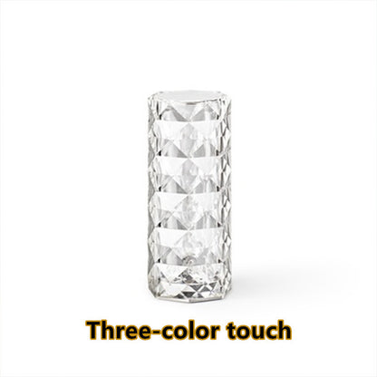 Nordic Crystal Touch Lamp — Elegant Rose Projector Night Light