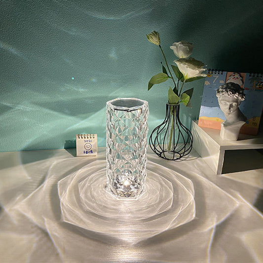 Nordic Crystal Touch Lamp — Elegant Rose Projector Night Light