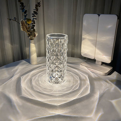 Nordic Crystal Touch Lamp — Elegant Rose Projector Night Light