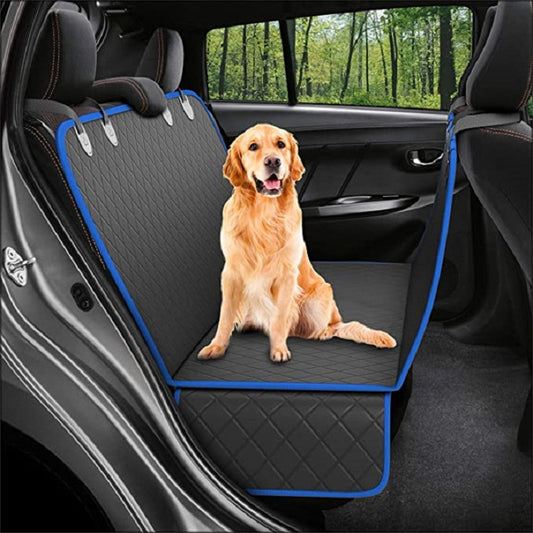Dog Car Seat Hammock with Mesh Window, Zipper & Pocket — Rear Seat Protector for Travel